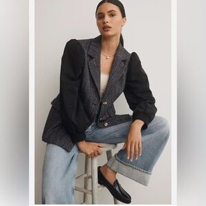 Anthropologie Maeve Mixed Media Relaxed Jacket Size 10